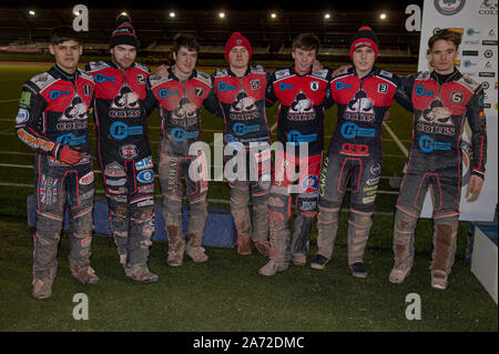 Manchester, UK. 29 Oct, 2019. MANCHESTER, Angleterre 29 octobre Belle Vue - finalistes Colts défait pendant le Belle Vue Colts v Leicester des lionceaux, SGB Ligue Nationale KO (2e finale de Coupe de la jambe) sur le Stade National Speedway, Manchester, mardi 29 octobre 2019 (Photo : Ian Charles | MI News) © MI News Crédit : MI News & Sport /Alamy Live News Banque D'Images