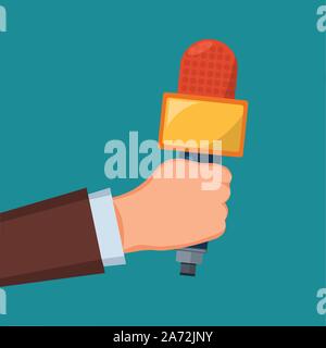 Hand holding microphone pour reporter concept vector illustration Illustration de Vecteur