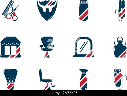 Salon de coiffure boutique accessoires cosmétiques outils icons set vector illustration Illustration de Vecteur