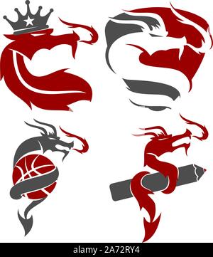 Logo Dragon Modèle Mascot Design Vector Set Illustration de Vecteur