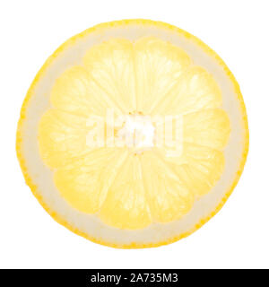 Tranche de citron isolé sur fond blanc Banque D'Images