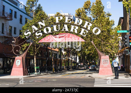 Oct 20, 2019 San Jose / CA / USA - l'entrée à San Pedro, quartier historique de San Jose, une populaire destination de divertissement et de restauration et Banque D'Images
