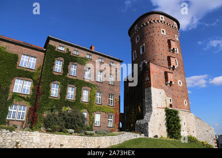 Cracovie. Cracovie. La Pologne. Château royal de Wawel, sur la colline de Wawel. Sandomierska Baszta Tower, une partie de la fortification du château. Banque D'Images