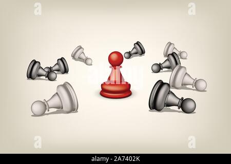 Chess with red Illustration de Vecteur