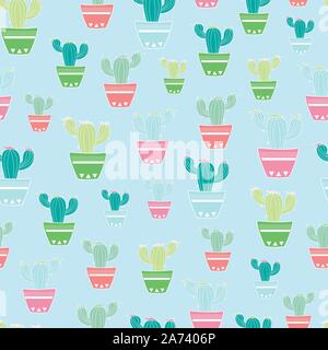 Joli motif transparent dessiné à la main avec les cactus et plantes succulentes. Cactus de couleur comme éléments décoratifs d'impressions. Illustration de Vecteur