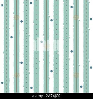 Confettis scintillants or points et flocons. Modèle sans couture. Rayures bleues sur fond blanc. Fête rétro arrière-plan. Maison de vacances Carte de vœux. Mer Illustration de Vecteur