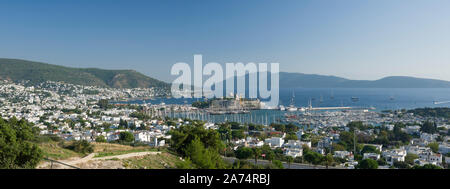 Vue panoramique de la colline du quartier de Bodrum, Mugla, Turquie Banque D'Images