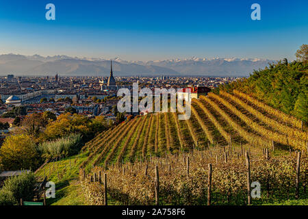 Italie Piémont Turin - Villa della Regina - Royal vineyard et vue de Turin du Belvedere superiore Banque D'Images