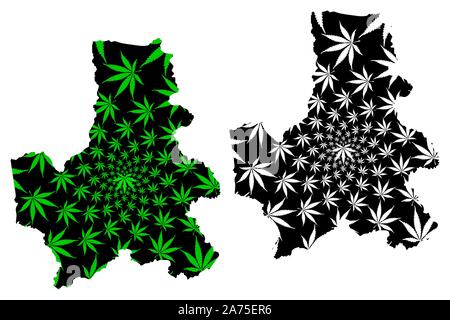 Province de Dak Nong (République socialiste du Viêt Nam, Subdivisions du Vietnam) la carte est conçue de feuilles de cannabis vert et noir, Tinh Nong du CAD carte fait de ma Illustration de Vecteur