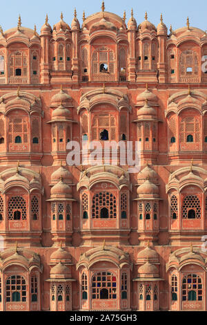 L'Inde, Rajasthan, Jaipur, Hawa Mahal (palais des vents) Banque D'Images