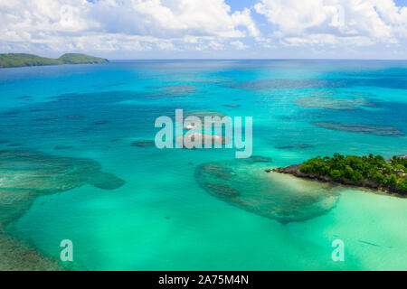 Photographie aérienne de tropical merveilleux panorama de la Baie de Rincon.péninsule de Samana,Rincon beach, République dominicaine. Banque D'Images