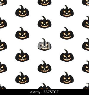 Modèle transparent avec des citrouilles Halloween effrayant avec stare. Vector Illustration Illustration de Vecteur