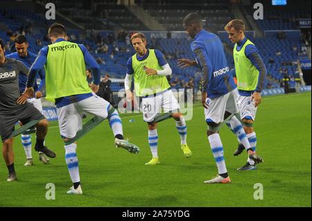 Au cours de la ligue espagnole match de football entre le Real Sociedad et Levante à la Reale Arena Stadium le 30 octobre 2019 à San Sebastian, Espagne Cordon Press Banque D'Images