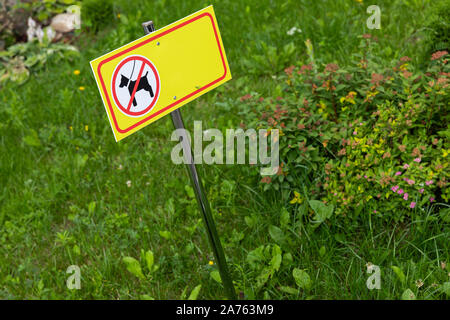 Les chiens ou animaux domestiques admis sur l'herbe, vue diagonale. Banque D'Images