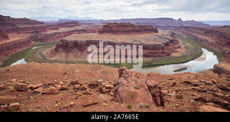 La Rivière Colorado traverse Canyonlands National Park, au coeur d'un désert élevé appelé le Plateau du Colorado. Banque D'Images