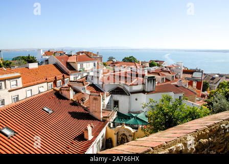 Les scenic destination ville de Lisbonne vue ligne de Castelo de s. Jorge hill Banque D'Images