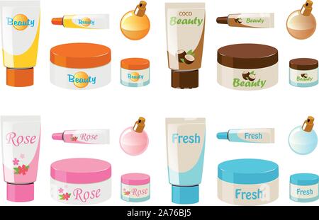 Vector illustration de divers produits de beauté Illustration de Vecteur