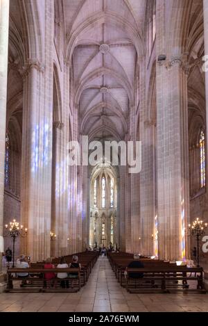 L'église de style gothique au monastère d'Alcobaça au Portugal. Banque D'Images