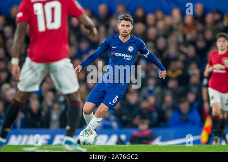 Londres, Royaume-Uni. 30Th Oct, 2019. Jorginho de Chelsea lors de la coupe de ronde Carabao EFL 16 match entre Chelsea et Manchester United à Stamford Bridge, Londres, Angleterre. Photo par Salvio Calabrese. Usage éditorial uniquement, licence requise pour un usage commercial. Aucune utilisation de pari, de jeux ou d'un seul club/ligue/dvd publications. Credit : UK Sports Photos Ltd/Alamy Live News Banque D'Images