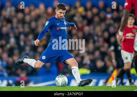 Londres, Royaume-Uni. 30Th Oct, 2019. Jorginho de Chelsea lors de la coupe de ronde Carabao EFL 16 match entre Chelsea et Manchester United à Stamford Bridge, Londres, Angleterre. Photo par Salvio Calabrese. Usage éditorial uniquement, licence requise pour un usage commercial. Aucune utilisation de pari, de jeux ou d'un seul club/ligue/dvd publications. Credit : UK Sports Photos Ltd/Alamy Live News Banque D'Images