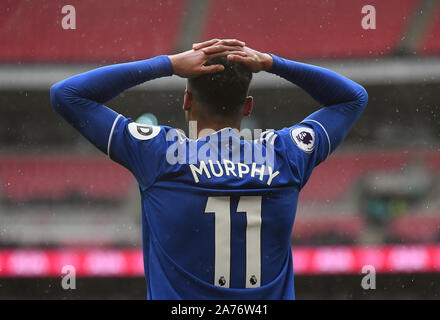 Londres, ANGLETERRE - 6 octobre, 2018 : Josh Murphy de Cardiff en photo au cours de l'English Premier League 2018/19 match entre Tottenham Hotspur et Cardiff City au stade de Wembley. Banque D'Images