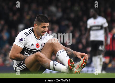 Londres, Angleterre - le 27 octobre 2018 : Aleksandar Mitrovic de Fulham en photo au cours de l'English Premier League 2018/19 match entre FC Fulham et AFC Bournemouth à Craven Cottage. Banque D'Images