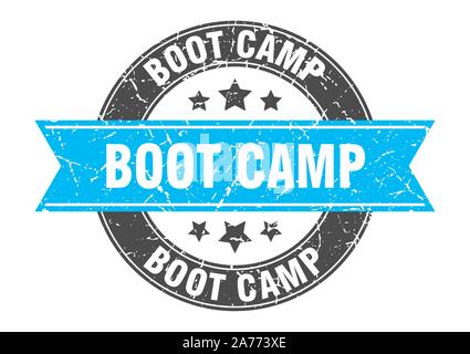 Timbre rond boot camp avec ruban turquoise boot camp. Illustration de Vecteur