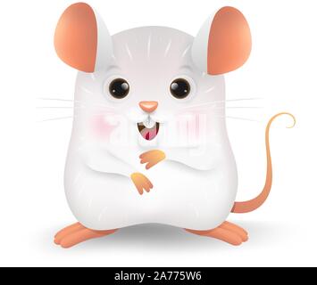 Caricature du petit rat personnalité. Symbole du zodiaque de l'année 2020. Le Nouvel An chinois, l'année du rat.caricature du petit rat personnalité. Illustration de Vecteur