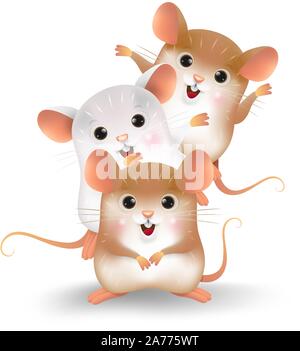 Caricature du petit rat personnalité. Symbole du zodiaque de l'année 2020. Le Nouvel An chinois, l'année du rat.caricature du petit rat personnalité. Illustration de Vecteur
