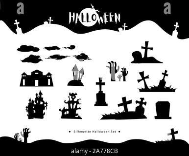 La Collection d'icônes et personnages silhouettes halloween, la forme de caractère halloween prêt pour l'emploi. Vecteur EPS10. Illustration de Vecteur