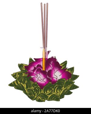 Décoration florale en Loy Krathong festivel isolated on white Banque D'Images