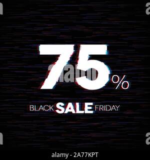 Le vendredi noir vente badge avec effet glitch Illustration de Vecteur