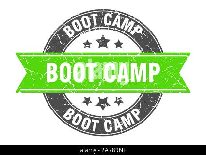 Timbre rond boot camp avec boot camp ruban vert. Illustration de Vecteur