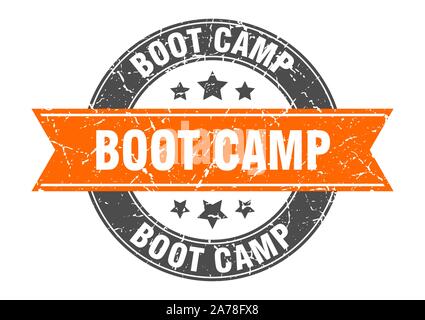 Timbre rond boot camp avec ruban orange boot camp. Illustration de Vecteur