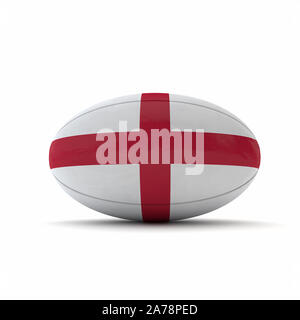 England flag rugby ball sur un fond blanc. Le Rendu 3D Banque D'Images