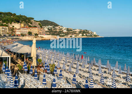 Plage, Promenade des Anglais, Nice, France, Banque D'Images