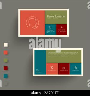 Carte de visite moderne avec télévision interface utilisateur mobile - retro version couleur Illustration de Vecteur