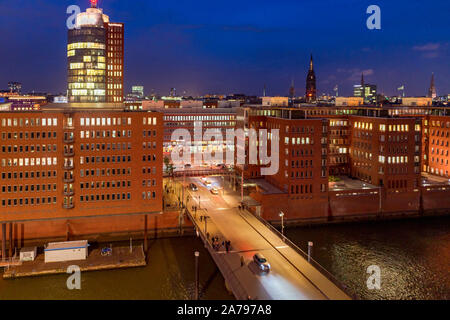 Hambourg vue depuis la Elbphilarmonie de la ville Banque D'Images