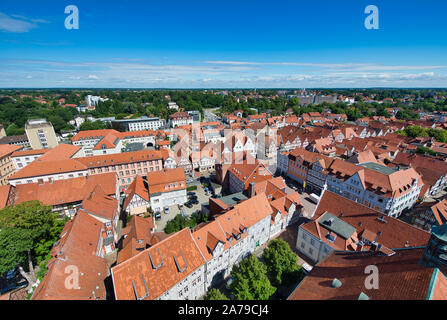 Beaux bâtiments médiévaux de celle en été, vue aérienne, de l'Allemagne. Banque D'Images