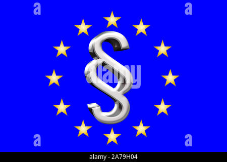 Illustration 3D Drapeau de l'UE avec l'argent paragraph sign Banque D'Images