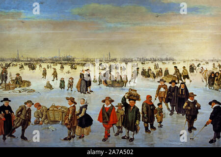 Scène d'hiver sur l'IJ d'Amsterdam avant 1621 - 1622 par Arentsz Arent Cabel, 1585-1631, les Pays-Bas, le néerlandais. Banque D'Images