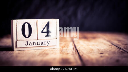 4 janvier, 4 janvier, suite de janvier, mois du calendrier - date anniversaire ou d'anniversaire ou Banque D'Images