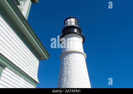 Portland Head Lighthouse tower vue de la base du phare de Fort Williams Park à Cape Elizabeth, Maine -04 Banque D'Images