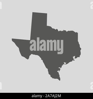 Carte noire de l'État du Texas - vector illustration. Carte plate simple État du Texas. Illustration de Vecteur