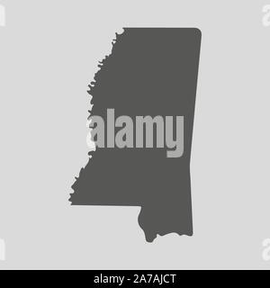 Carte noire de l'État du Mississippi - vector illustration. Carte plate simple État du Mississippi. Illustration de Vecteur