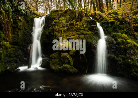 Hidden Falls, Dart Valley Nature Reserve, Dartmoor, Devon Banque D'Images