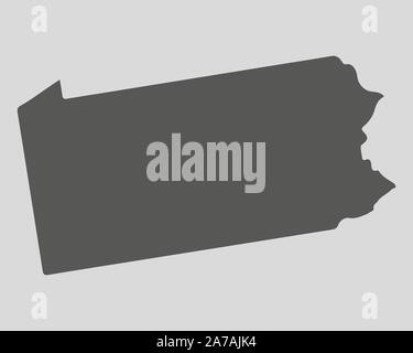 Carte noire de l'État de Pennsylvanie - vector illustration. Carte plate simple État de Pennsylvanie. Illustration de Vecteur