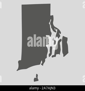Carte noire de l'État de Rhode Island - vector illustration. Carte plate simple État de Rhode Island. Illustration de Vecteur