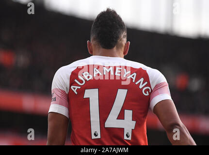 Londres, Angleterre - le 22 décembre 2018 : Pierre-Emerick Aubameyang imagée d'Arsenal au cours de la Premier League 2018/19 match entre Arsenal FC et Burnley FC à l'Emirates Stadium. Banque D'Images