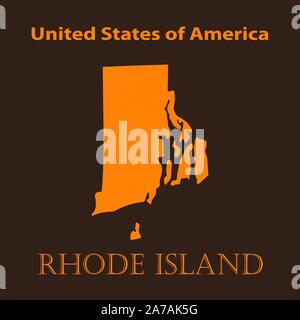 Carte de l'Île de Rhode Orange - vector illustration. Carte simple du Rhode Island sur un fond brun. Illustration de Vecteur